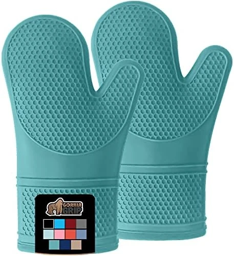 Heat And Slip Resistant Silicone Oven Mitts Set, Soft Cotton Lining, Waterproof, BPA-Free, Long Flexible Thick Gloves For Cooking, BBQ, Kitchen Mitt Potholders, Sets Of 2, 12.5 In, Black 15 Heat And Slip Resistant Silicone Oven Mitts Set, Soft Cotton Lining, Waterproof, BPA-Free, Long Flexible Thick Gloves For Cooking, BBQ, Kitchen Mitt Potholders, Sets Of 2, 12.5 In, Black - Image 15