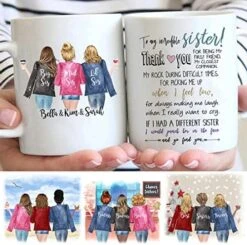 Custom Sister Mug From Sister, Sister Coffee Mug With Names, Personalized Sisters Cups, Christmas Or Birthday Gifts For Sister From Sister, Sister Moving Away Mug, 11 Or 15 Oz -Peugeot Shop 51E46B5JXAL. AC