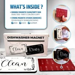 Dishwasher Magnet Clean Dirty Sign That Will Never Fall - Magnetic Dirty/Clean Indicator | Thicker & Stronger (Upgraded Magnets) | Doesn’t Peel | 4.5 * 2.5 Inches - Modern Decorative -Peugeot Shop 51ECraMZQ7L