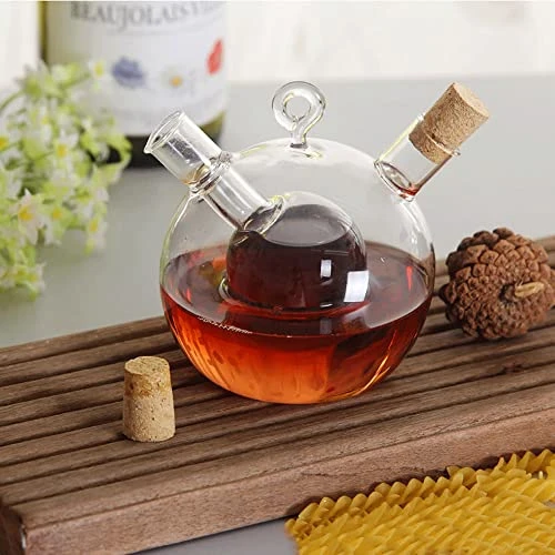 2 In 1 Oil And Vinegar Dispenser Cruet Bottle, Kitchen Supplies Glass Olive Oil And Balsamic Vinegar Cruet Bottle With Cork Stoppers, Hand-blown Glass Jar (Ball Shape) 7 2 In 1 Oil And Vinegar Dispenser Cruet Bottle, Kitchen Supplies Glass Olive Oil And Balsamic Vinegar Cruet Bottle With Cork Stoppers, Hand-blown Glass Jar (Ball Shape) - Image 7