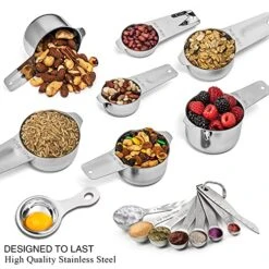 Stainless Steel Measuring Cups And Measuring Spoons Set With Magnetic Measurement Conversion Chart/Egg Separator/Level, Stackable Kitchen Gadgets Measure Tools For Liquid & Dry Measuring 11 Stainless Steel Measuring Cups And Measuring Spoons Set With Magnetic Measurement Conversion Chart/Egg Separator/Level, Stackable Kitchen Gadgets Measure Tools For Liquid & Dry Measuring -Peugeot Shop 51EJTNo5wkL