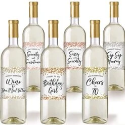 Printed Party 70th Birthday Wine Bottle Labels, Confetti, Set Of 6 5 Printed Party 70th Birthday Wine Bottle Labels, Confetti, Set Of 6 -Peugeot Shop 51EMvPpsk2L
