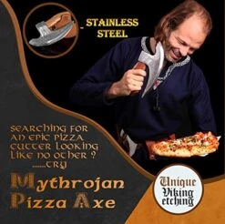 YTHROJAN Viking Steel Pizza Axe Authentic Medieval Pizza Cutter Axe Mezzaluna Ulu Rocking Pizza Gift Knife -Peugeot Shop 51EMyxsmqIL