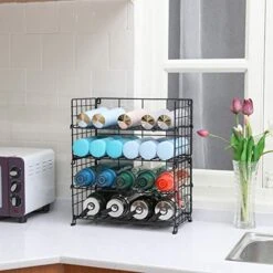 X-cosrack Adjustable Water Bottle Organizer,4-Tier Wall-Mounted Water Bottle Holder, Stackable Water Bottle Storage Rack For Kitchen Countertops,Pantry, Cabinet,Large(Patent No.:US D950,280 S) -Peugeot Shop 51EPavOeZ4L