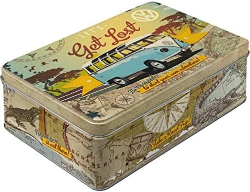 Nostalgic Art Retro Storage Tin Box Flat, 84.5 Oz, VW Bulli – Let's Get Lost – Volkswagen Bus Gift Idea, Metal Can With Lid, Decorative Vintage Design 7 Nostalgic Art Retro Storage Tin Box Flat, 84.5 Oz, VW Bulli – Let's Get Lost – Volkswagen Bus Gift Idea, Metal Can With Lid, Decorative Vintage Design - Image 7