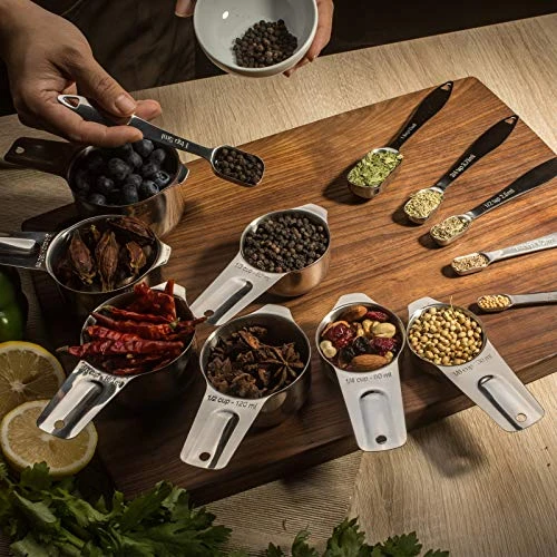 Ueasuring Cups And Spoons Set Of 13, Heavy Duty 18/8 Stainless Steel Ergonomic Handle Measuring Spoons & Cups With Ring Connector 5 Ueasuring Cups And Spoons Set Of 13, Heavy Duty 18/8 Stainless Steel Ergonomic Handle Measuring Spoons & Cups With Ring Connector - Image 5
