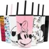 Disney Character Insulated Tumbler Cup With Flip Lid And Straw Lid | Reusable Stainless Steel Water Bottle Iced Coffee Travel Mug | Classic Collection | 16oz Minnie Mouse On Blush