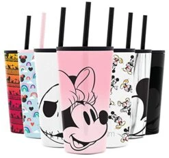 Disney Character Insulated Tumbler Cup With Flip Lid And Straw Lid | Reusable Stainless Steel Water Bottle Iced Coffee Travel Mug | Classic Collection | 16oz Minnie Mouse On Blush