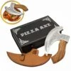 YTHROJAN Viking Steel Pizza Axe Authentic Medieval Pizza Cutter Axe Mezzaluna Ulu Rocking Pizza Gift Knife