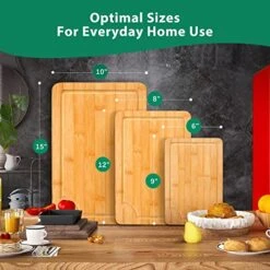 Omhoma Bamboo Cutting Board (3 Piece Set) Wood Cutting Board Kitchen Chopping Board With Juice Groove And Serving Tray For Meat Vegetables Fruits Cheese -Peugeot Shop 51Etuynyb1L