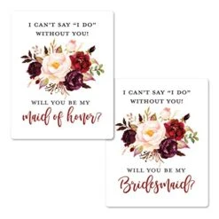 Elegant Floral Bridesmaid Proposal Labels | Will You Be My Bridesmaid Wine Labels | Bridesmaid And Maid Of Honor Gift Box Labels| I Can’t Say I Do Without You Maid Of Honor Labels