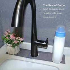 2Pcs Kitchen Sink Splash Guard, Faucet Mat For Kitchen Sink, Water Absorbent Pads Protector, Faucet Counter Sink For Kitchen, Bathroom, RV, Water Stains Preventer (Black&Gray) -Peugeot Shop 51F0DnJLJjL