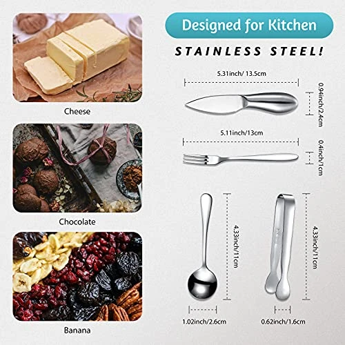 14 Pieces Spreader Knife Set Cheese Butter Spreader Knife Cheese Slicer Knife Stainless Steel Blade With Handles Mini Serving Tongs Spoons And Forks For Birthday Wedding (Stainless Steel Handle) 2 14 Pieces Spreader Knife Set Cheese Butter Spreader Knife Cheese Slicer Knife Stainless Steel Blade With Handles Mini Serving Tongs Spoons And Forks For Birthday Wedding (Stainless Steel Handle) - Image 2