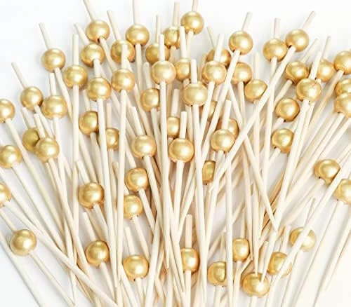 200PCS Cocktail Picks, Fancy Cocktail Toothpicks For Appetizers Picks, Handmade Bamboo Cocktail Skewers For Appetizers Fruit Party, Gold Pearl Food Picks Charcuterie Accessories (4.7 Inch) 10 200PCS Cocktail Picks, Fancy Cocktail Toothpicks For Appetizers Picks, Handmade Bamboo Cocktail Skewers For Appetizers Fruit Party, Gold Pearl Food Picks Charcuterie Accessories (4.7 Inch) - Image 10
