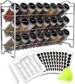 SWOMMOLY Spice Rack Organizer With 24 Empty Round Spice Jars, 396 Spice Labels With Chalk Marker And Funnel Complete Set, Spice Rack For Cabinet, Countertop Or Wall Mount, Black 9 SWOMMOLY Spice Rack Organizer With 24 Empty Round Spice Jars, 396 Spice Labels With Chalk Marker And Funnel Complete Set, Spice Rack For Cabinet, Countertop Or Wall Mount, Black -Peugeot Shop 51FBnsQXMuL. AC