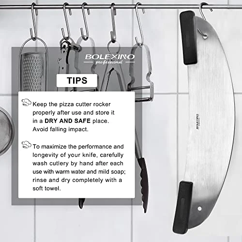 20" High Carbon Stainless Steel Pizza Cutter Rocker With Non-slip Handle, Premium Knife Tools For Pizza And Bread, Professional Pizza Oven Accessories, Rocker Pizza Knife For Commercial, Home 5 20" High Carbon Stainless Steel Pizza Cutter Rocker With Non-slip Handle, Premium Knife Tools For Pizza And Bread, Professional Pizza Oven Accessories, Rocker Pizza Knife For Commercial, Home - Image 5