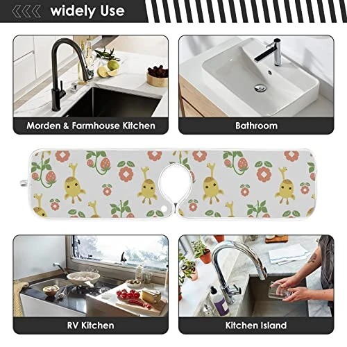 Kcldeci 2 Pack Faucet Mat Splash Guard For Kitchen Sink,Cute Giraffe Pattern 30x5 Inch Faucet Handle Drip Catcher Tray Absorbent Mat Fast Dry Mat For Kitchen, Bathroom 6 Kcldeci 2 Pack Faucet Mat Splash Guard For Kitchen Sink,Cute Giraffe Pattern 30x5 Inch Faucet Handle Drip Catcher Tray Absorbent Mat Fast Dry Mat For Kitchen, Bathroom - Image 6