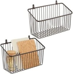 MDesign Small Metal Wire Wall Mounted Storage Organizer Basket Bin For Hanging In Kitchen, Garage, Entryway, Mudroom, Bedroom, Bathroom, Laundry Room - Unity Collection - 4 Pack - Black -Peugeot Shop 51FMqHjUd L. AC