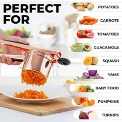 Large Potato Ricer Stainless Steel Professional (13.5oz) - Heavy-Duty Ricer For Mashed Potatoes - Manual Ricer Kitchen Tool With Non-Slip Handle - Mashed Potatoes Masher (Rose Gold) -Peugeot Shop 51FT0PEdUrL