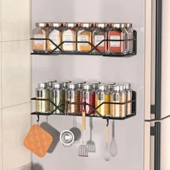 Stofiro Magnetic Spice Rack For Refrigerator, 4 Pack Spice Rack Organizer, Super Strong Magnetic Spice Racks With 4 Removable Hooks, Sturdy & Multiple Use, Saving Space & Keeping Tidy(Black) 11 Stofiro Magnetic Spice Rack For Refrigerator, 4 Pack Spice Rack Organizer, Super Strong Magnetic Spice Racks With 4 Removable Hooks, Sturdy & Multiple Use, Saving Space & Keeping Tidy(Black) -Peugeot Shop 51FVxedekL. AC