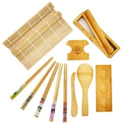 Sushi And Maki Making Kit - With Sushi Rolling Mat, Bamboo Maki Mold And Japanese Sauce Tray. Plus Chopsticks And Spreader Paddles. The Set For Sushi Lovers.