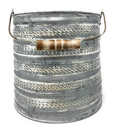 Embossed Metal Bucket Large Utensil Holder Organizer 1 Embossed Metal Bucket Large Utensil Holder Organizer