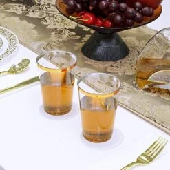 100 PACK Gold Plastic Cups,12 Oz Clear Plastic Cups Tumblers, Elegant Gold Rimmed Plastic Cups, Disposable Cups With Gold Rim Perfect For Wedding,Thanksgiving Day, Christmas, Halloween Party Cups -Peugeot Shop 51FirVDru2L