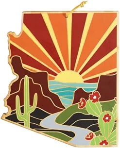 Arizona State Shaped Cutting Board And Charcuterie Serving Platter With Artwork By Summer Stokes, Includes Hang Tie For Wall Display -Peugeot Shop 51FjUFngWxL. AC