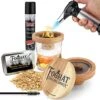 Foghat Cocktail Smoking Kit - Bourbon Barrel Oak Fuel Wood Shavings & Smoking Torch & Butane | Infuse Cocktails, Whiskey, Cheese & Meats