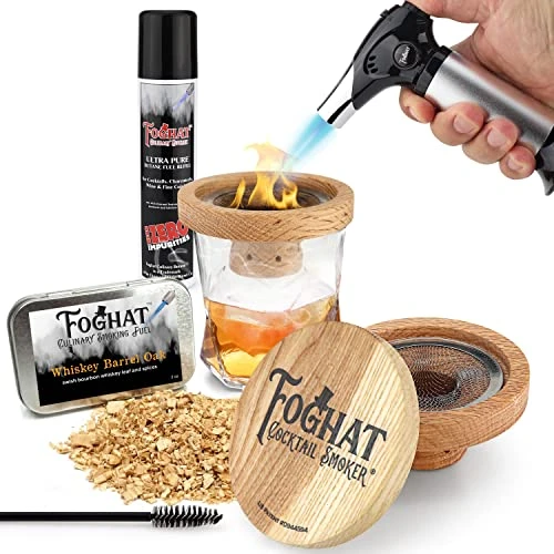 Foghat Cocktail Smoking Kit - Bourbon Barrel Oak Fuel Wood Shavings & Smoking Torch & Butane | Infuse Cocktails, Whiskey, Cheese & Meats 1 Foghat Cocktail Smoking Kit - Bourbon Barrel Oak Fuel Wood Shavings & Smoking Torch & Butane | Infuse Cocktails, Whiskey, Cheese & Meats