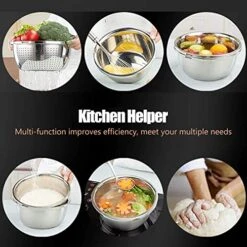 304 Stainless Steel Colander With Bowl Set Of 2, Kitchen Strainer, Washer, Drainer Basket With Basin For Vegetable, Fruits, Pasta, Salad Mixing, Food Prep, Heavy Duty & Dishwasher Safe 12 304 Stainless Steel Colander With Bowl Set Of 2, Kitchen Strainer, Washer, Drainer Basket With Basin For Vegetable, Fruits, Pasta, Salad Mixing, Food Prep, Heavy Duty & Dishwasher Safe -Peugeot Shop 51FwMGBWV8S