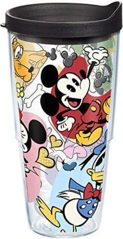 Tervis Disney - Classic Characters Tumbler With Wrap And Black Lid 24oz, Clear -Peugeot Shop 51G3HODFVIL. AC