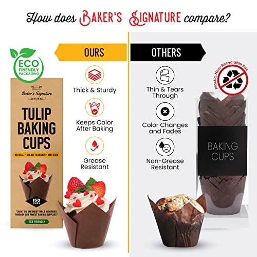 ’s Signature Tulip Baking Paper Cupcake & Muffin Liners Pack Of 150 | Grease Resistant Wrappers – Will Not Curl Or Burn – Comes In Convenient Packaging 5 ’s Signature Tulip Baking Paper Cupcake & Muffin Liners Pack Of 150 | Grease Resistant Wrappers – Will Not Curl Or Burn – Comes In Convenient Packaging - Image 5