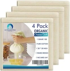 8 PCS Reusable Cheesecloth, Grade 100, 20x20 Inch Hemmed Organic Cheese Cloth For Straining Craft, 100% Cotton Unbleached Cloth Strainer For Cooking, Baking, Juicing, Cheese Making -Peugeot Shop 51G8oBIlp6L. AC