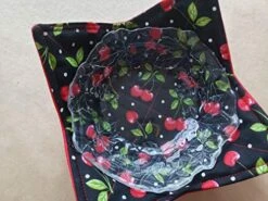 Cherries Polka Dot Microwave Bowl Cozy Vintage Inspired Reversible Microwave Potholder Retro Bowl Buddy Black Red Kitchen Linens 50s Diner Handmade Housewarming Hostess Teacher Gifts Under 10 -Peugeot Shop 51GAcA5fUjL