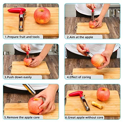 Premium Apple Corer Tool - Easy To Use And Clean - Sturdy Apple Core Remover With Sharp Serrature - Stainless Steel Corers For Apple And Pear - Core Fruits With Ease(Red) 3 Premium Apple Corer Tool - Easy To Use And Clean - Sturdy Apple Core Remover With Sharp Serrature - Stainless Steel Corers For Apple And Pear - Core Fruits With Ease(Red) - Image 3