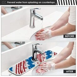 2 Pack Kitchen Faucet Mat Absorbent Washable Sink Splash Guard Faucet Drip Drying Mat Bar Countertop Water Catcher Mat Large 30x5 Inch Usa Flag-2 -Peugeot Shop 51GPPDrFdML