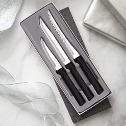 Ada Cutlery Cooking Essentials Knife Starter Gift 3 Piece Set Resin Stainless Steel, 8 7/8 Inches, Black Handle -Peugeot Shop 51GQk3PhiNL