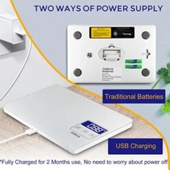 Food Scale With USB Rechargeable, Digital Kitchen Scale With 6 Units, High Precision To 0.04 Oz /11lbs Capacity, Weight Range From 3g-5000g -Peugeot Shop 51GSCxQmbqL