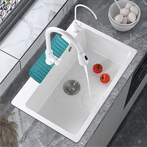 Silicone Faucet Handle Drip Catcher Tray Mat, Kitchen Faucet Mat Sink Splash Guard,Sink Drain Pad Behind Faucet,Countertop Protector Drying Mat For Bathroom, Kitchen (Blue) 3 Silicone Faucet Handle Drip Catcher Tray Mat, Kitchen Faucet Mat Sink Splash Guard,Sink Drain Pad Behind Faucet,Countertop Protector Drying Mat For Bathroom, Kitchen (Blue) - Image 3