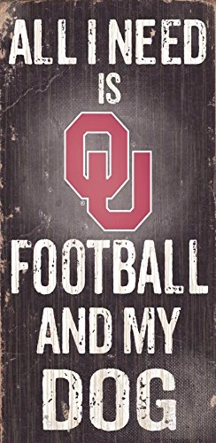 Fan Creations C0640 University Of Oklahoma Football And My Dog Sign Black/White/Red, 6" X 12"