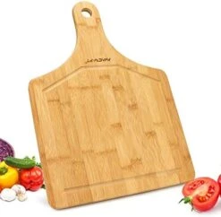 Organic Bamboo Cutting Board With Handle, Wood Serving Board With Handle, Ideal Cutting Board For Kitchen, Best Chopping Board For Vegetables, Meat, Cheese, Butcher Block (17X12 With Handle) -Peugeot Shop 51GcjQ6Tx L. AC