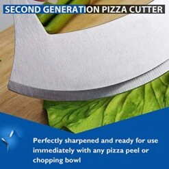 Pizza Cutter Stainless Steel Ulu Knife Razor Sharp Rocker Slicer Cutter Mincing Mezzaluna Knife Salad Vegetable Chopper With Upgraded Ergonomic Anti-Slip Handle -Peugeot Shop 51Gm6gG2iXL