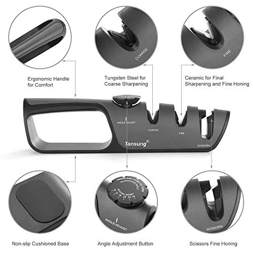 Knife Sharpener TANSUNG 3 Stage Kitchen Chef Knife And Scissor Sharpeners Restore Knives Or Shears Blades Quickly Safely With Adjustable Angle Button For Various Household Knives Shear 2 Knife Sharpener TANSUNG 3 Stage Kitchen Chef Knife And Scissor Sharpeners Restore Knives Or Shears Blades Quickly Safely With Adjustable Angle Button For Various Household Knives Shear - Image 2