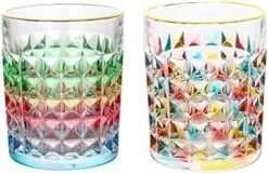 Whiskey Glasses Set Of 2, 10oz Colorful Old Fashioned Glasses, Crystal Glassware For Bourbon Scotch Cocktail Rum Vodka Liquor -Peugeot Shop 51GuCkdKq L. AC