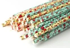 Floral Paper Straws (75 Pack, Pink, Blue, Yellow) Vintage Flower & Rose Designs, Biodegradable Eco Friendly Disposable Party Straws For Party & Events By JPACO