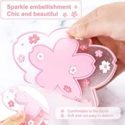 Sakura PVC Coaster Cherry Blossom Cup Coaster Anti-Skid Insulation Coaster For Beer, Coffee, Tableware Tea (4, 4.5 Inch)