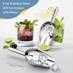 Metal Ice Scoops With Holes, E-far 8 Ounce Stainless Steel Scoops With Drain Holes To Reduce Unwanted Dilution, Slotted Scoop For Ice Maker/Freezer/Bar, Rust Free & Heavy Duty, Dishwasher Safe-2 Pack 11 Metal Ice Scoops With Holes, E-far 8 Ounce Stainless Steel Scoops With Drain Holes To Reduce Unwanted Dilution, Slotted Scoop For Ice Maker/Freezer/Bar, Rust Free & Heavy Duty, Dishwasher Safe-2 Pack -Peugeot Shop 51H8c2DXQcL