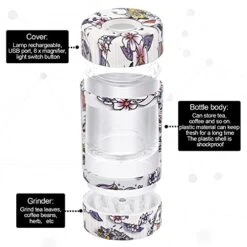 Light-Up Herb Grinder With Transparent Glass, LED Seal Storage Jars With 8x Magnifying Viewing , Herb Spice Storage Container Keep Herbs Dry And Fresh (pattern 5) -Peugeot Shop 51HDnZf2PXS