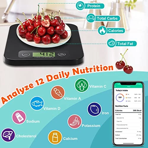 Smart Food Scale For Weight Loss, Kitchen Food Scales Digital Weight Grams And Oz With Nutritional Calculator, Food Weight Scale For Diet, Keto, Macro, Calorie, Baking, Meal Prep 0.1oz/11lb 2 Smart Food Scale For Weight Loss, Kitchen Food Scales Digital Weight Grams And Oz With Nutritional Calculator, Food Weight Scale For Diet, Keto, Macro, Calorie, Baking, Meal Prep 0.1oz/11lb - Image 2